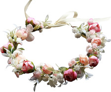 Floral Crown Women Flower Headband Headpiece Halo Hair Wreath for Halloween Re