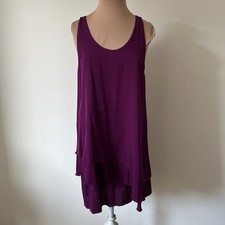 Alice + Olivia Layered Silk Purple Mini Stretch Tank Top Dress EUC Size Medium