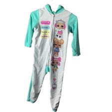 LOL Surprise Girls Hooded Union Suit One Piece Pajamas Size Small Zip Front
