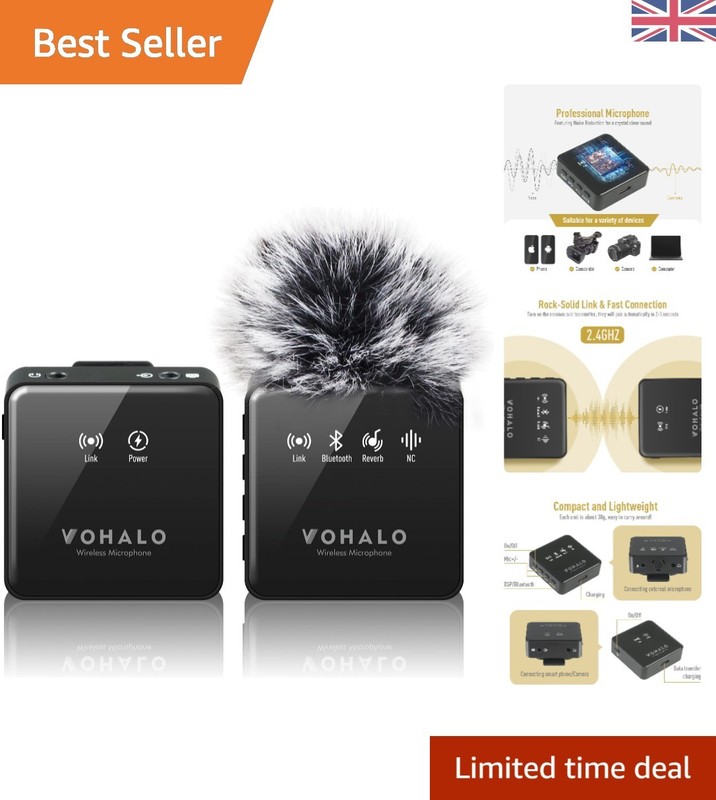 Compact Wireless Lavalier Microphone for iPhone/Android - Clear Audio Streaming