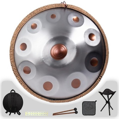 Handpan Drum 10 Note 19 Inch D Minor Kurd 432HZ Blue Amkoskr Notes Instrument