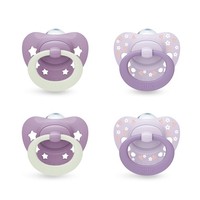 Schnuller NUK First Choice 18-36M Lila 4Er Set Leuchtet Im Dunkeln