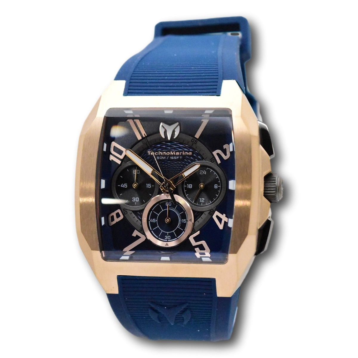 Tecnomacumba A Tempo E..(中古品) TechnoMarine Aqua Quadrant Men's 41mm Rose Gold Silicone Chrono