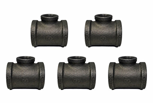 1โ x 1โ x 3/4โ BLACK MALLEABLE IRON TEE fitting pipe npt - 5 Pack
