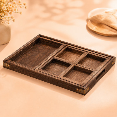 7-Piece Serving Tray Set Stackable Nesting Platters for Party BBQ Catering