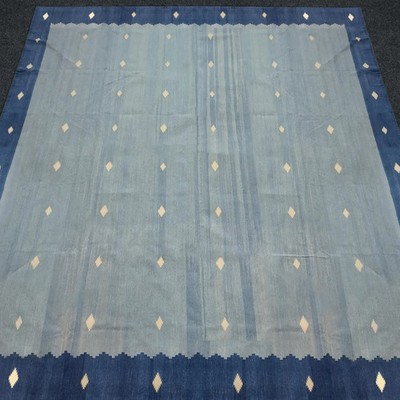 Modern Handwoven Kilim Dhurrie Rug Color Blue Grey Design Handmade Carpet Rug