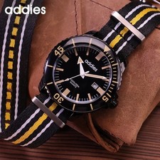 44MM ADDIESDIVE Quartz Diver Sports Watch Men's Nylon Waterproof Luminous NEW
