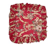 Vtg Ralph Lauren Danielle Marseilles Throw Pillow Red 4" Ruffle Floral 16X 16