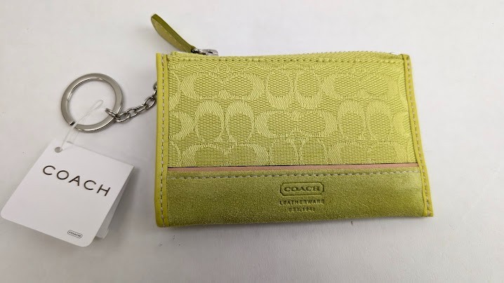 Y2K NWT Coach Signature Wallet Green Canvas & Suede Change Purse