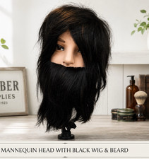 Male Barber Mannequin Head Human Hair Beard Cosmetology Training Salon 14"