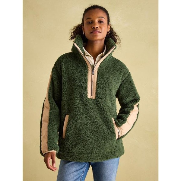 Women Joules Jacket Khaki Fleece 38