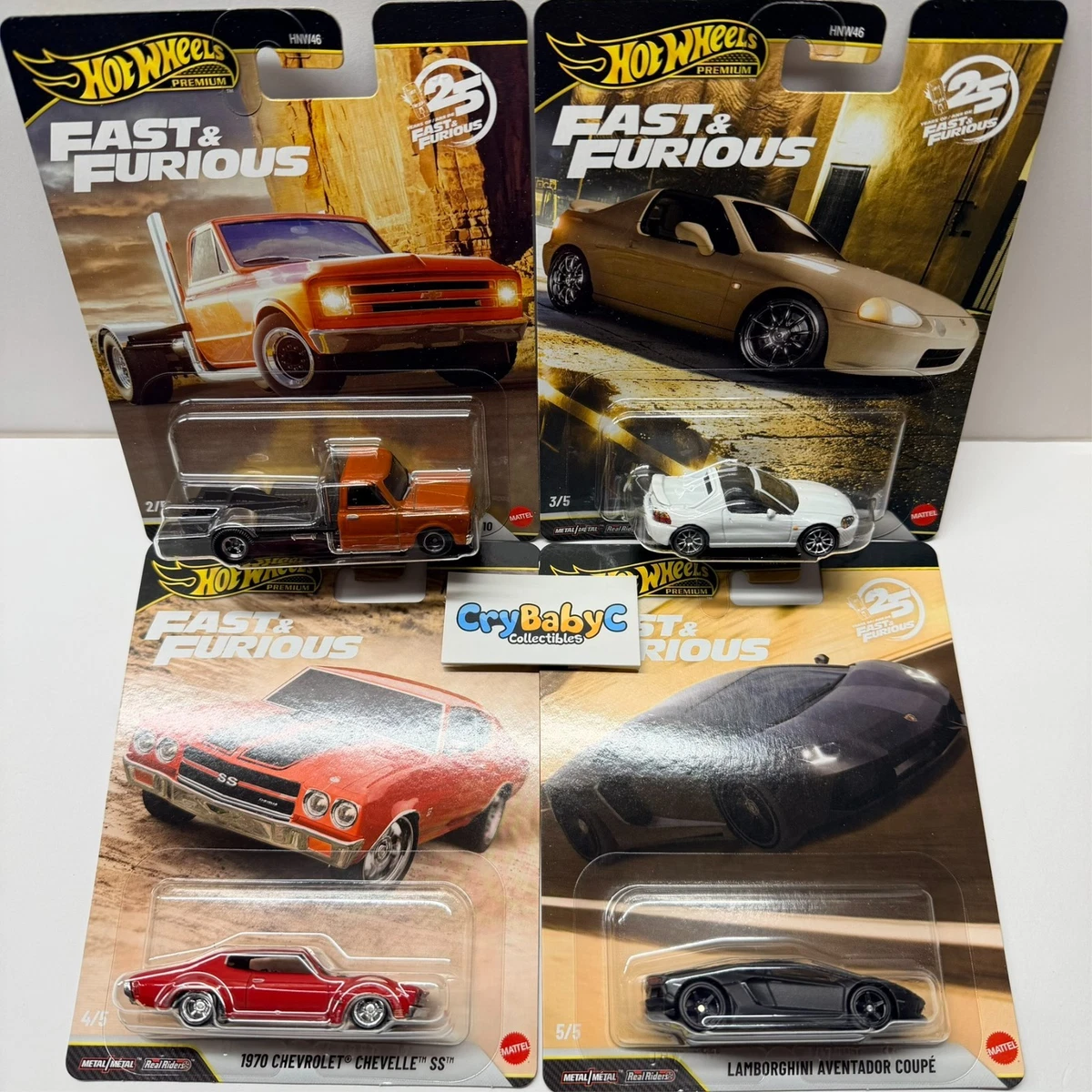 Hot Wheels Premium Fast & Furious 25th Anniversary 4 Car Set 2026