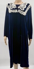 VTG Jessica McClintock Blue Velvet Dress Women's SZ 5 Cottagecore Prairie Modest