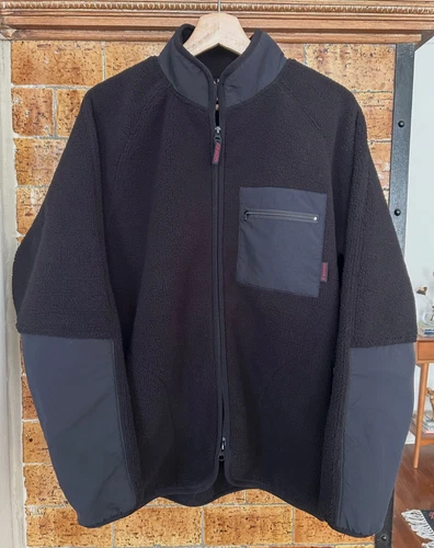 Gramicci Boa Fleece Jacket Men's SZ Medium Black Full Zip Retro Fleece Mock Neck - product listing photo