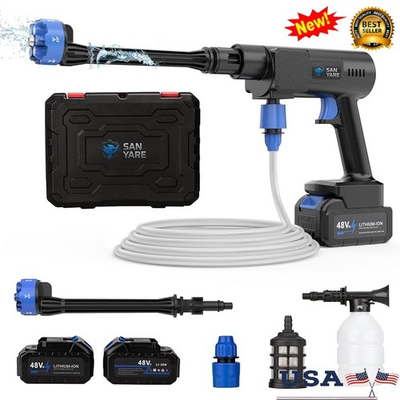 #ad Cordless Pressure Washer 1200PSI Portable Cleaner 6 in 1 Nozzle Battery Powered $117.49