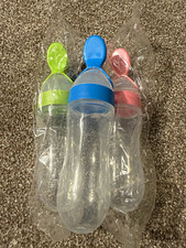 Baby Silicone Squeeze Feeding Spoon Feeder BPA-Free, 6 Months, Clear/Blue