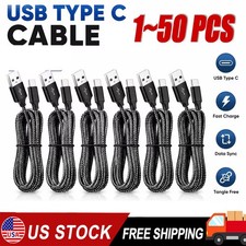 Braided USB C Type-C Fast Charging Data SYNC Charger Cable Cord 3/6/10FT Lot