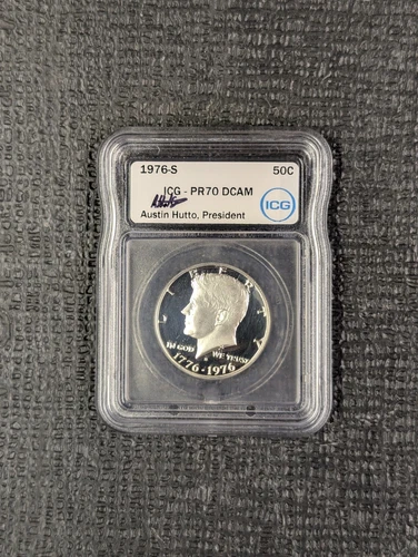1976 S PR 70 DCAM Silver Kennedy Half Dollar ICG New A. Hutto Signed White Label