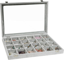 24 Grid Jewelry Tray Organizer Box Transparent Lid