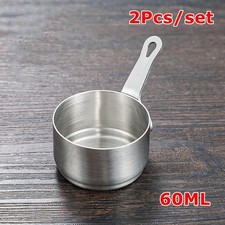 2Pcs Silver 60ML Milk Pot Gravy Saucepan Small Mini Sauce Pan Stainless Steel
