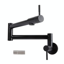 Pot Filler Faucet Matte Black, Wall Mount Kitchen Stainless Steel Faucets,
