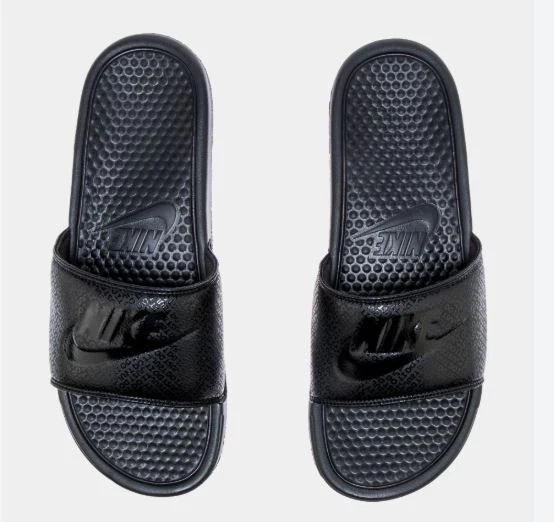 SANDALI SLIP ON UOMO 9 NIKE BENASSI JDI SLIDES TRIPLE NERI 343880 001 usati