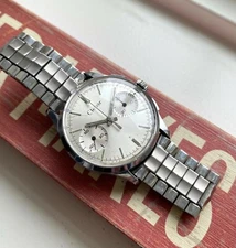 Vintage Clebar Chronograph Manual Wind Landeron 248 Silver Dial Chrome Watch