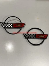 1984-90 C4 Corvette Nose AND Fuel Gas Door Emblems 84 85 86 87 88 89 90 Set-Pair