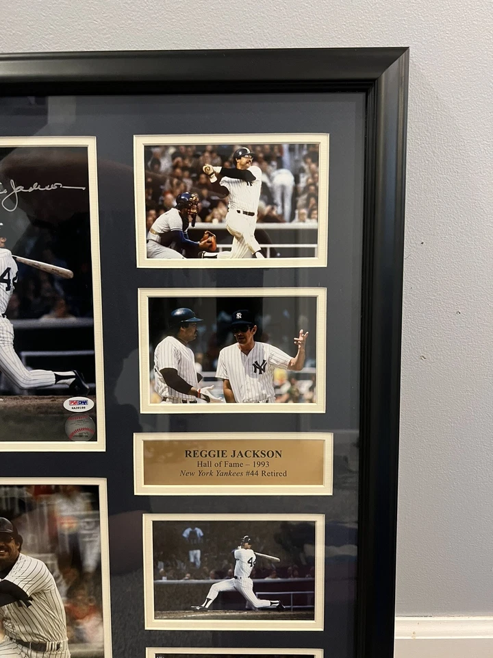 Framed Signed Autograph Reggie Jackson Hall Of Fame Collage PSA COA 20”x 26” - Image 2 of 3