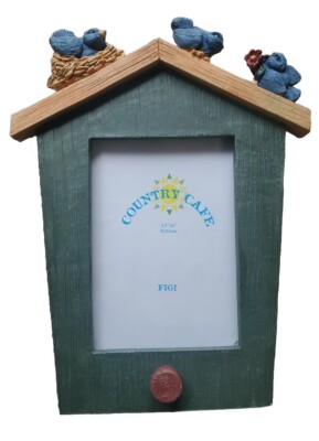 Figi Graphics Photo Picture Frame COUNTRY CAFE  3.5 x 5  Blue Birds Resin NEW