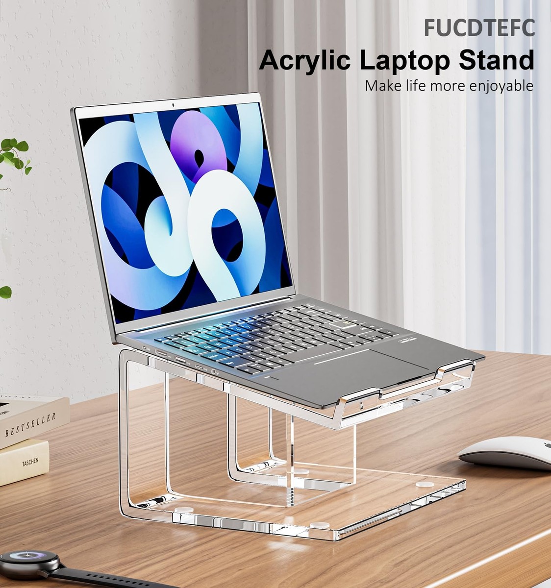 MCHOSE Acryl Laptop Ständer Drehbar – 360° Schwenkbar, Faltbar, Für Laptops Bis 16 Zoll, Transparent