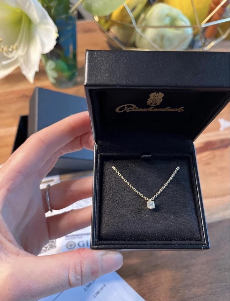 Neue Brillantkette (Np:3080-,) Collier 0,3ct 750 RG Rotgold Zertifikat Rechnung - Bild 2 von 4