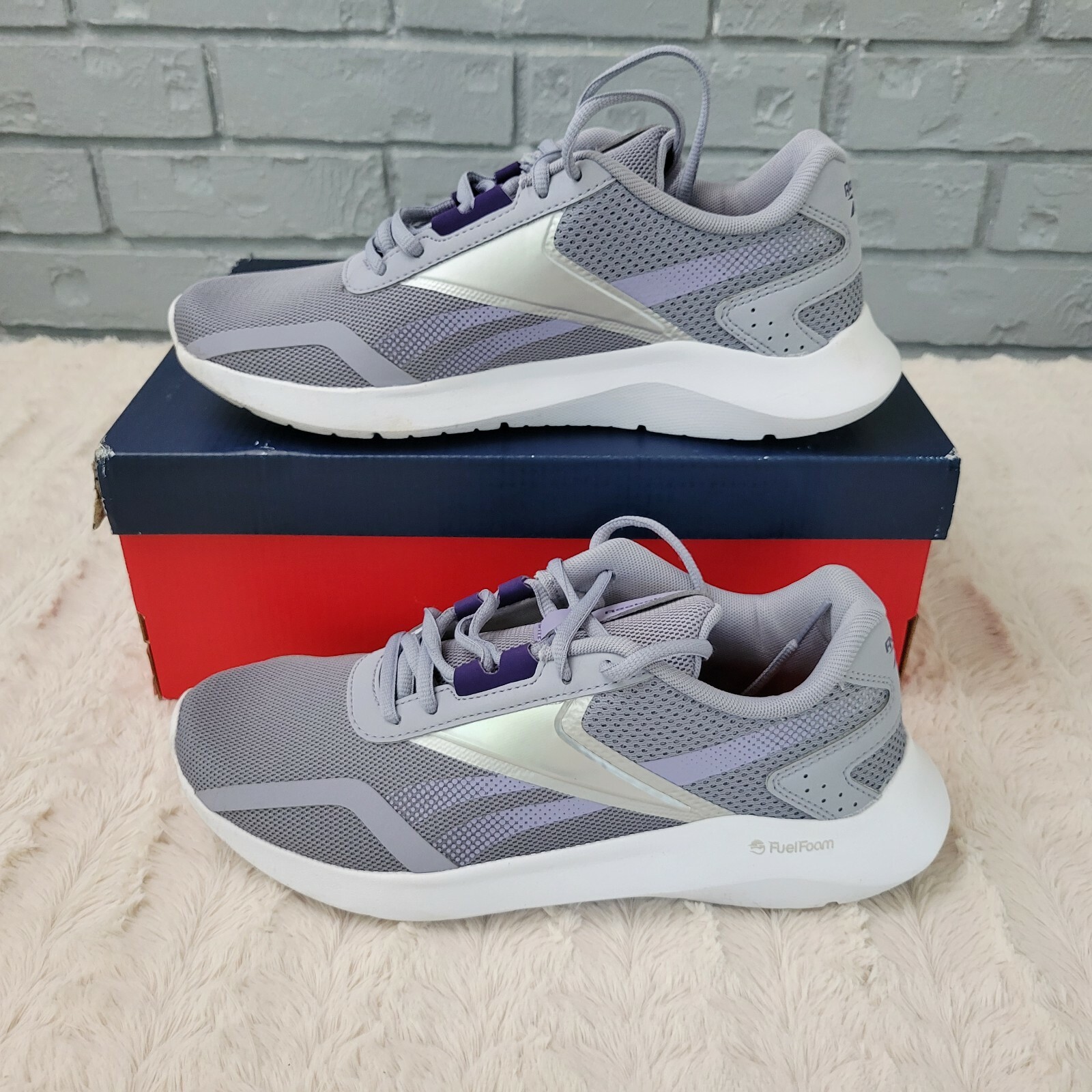 Reebok Women Energy Lux Training Lace-Up Sneakers Shadow/White/Silver US 7.5 M