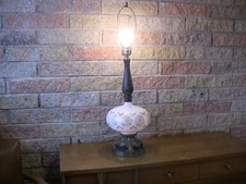 Vintage Genie Bottle Lamp Mid Century Frosted Glass Gold Accent 3-Way Light '60s