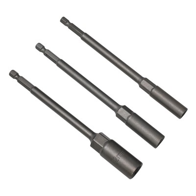 3PCS 150mm Hexagonal Nut Driver Bit Adapter Socket Wrench Extension Sleeve Set