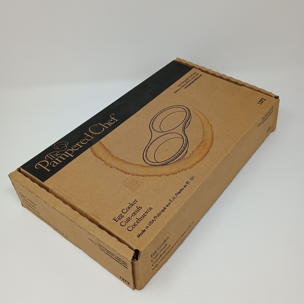 Pampered Chef Stoneware Egg Cooker #1372 for Oven & Microwave Double Dish