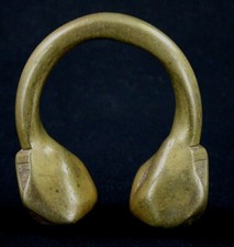 African Art - Ancient Bronze Tuareg Bracelet - Massive Anklet Niger - 10.5 Cms