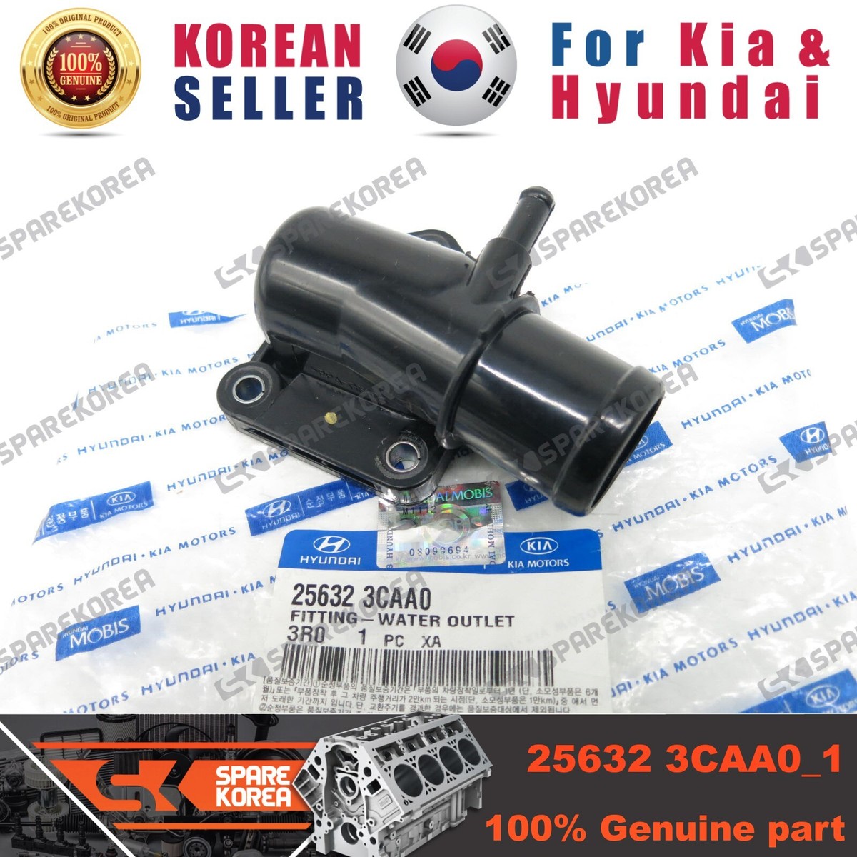 Genuine/OEM 256323CAA0 FITTING-WATER OUTLET for Kia K7 (Cadenza