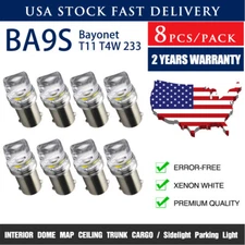 8x T11 BA9S 2835 SMD 6000K White LED Car Interior Dome Map Side Light Bulbs