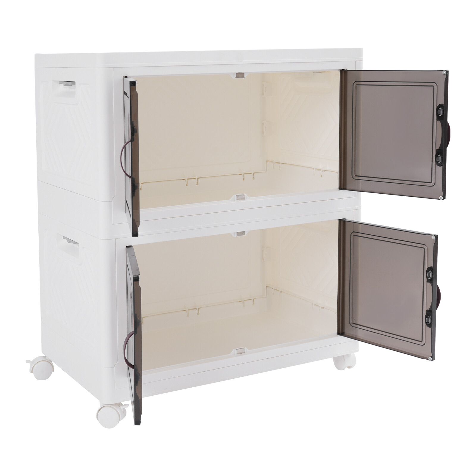 2-Layer Large Capacity Miscellaneous Storage Containers Box Cabinet w/ 4 Wheels