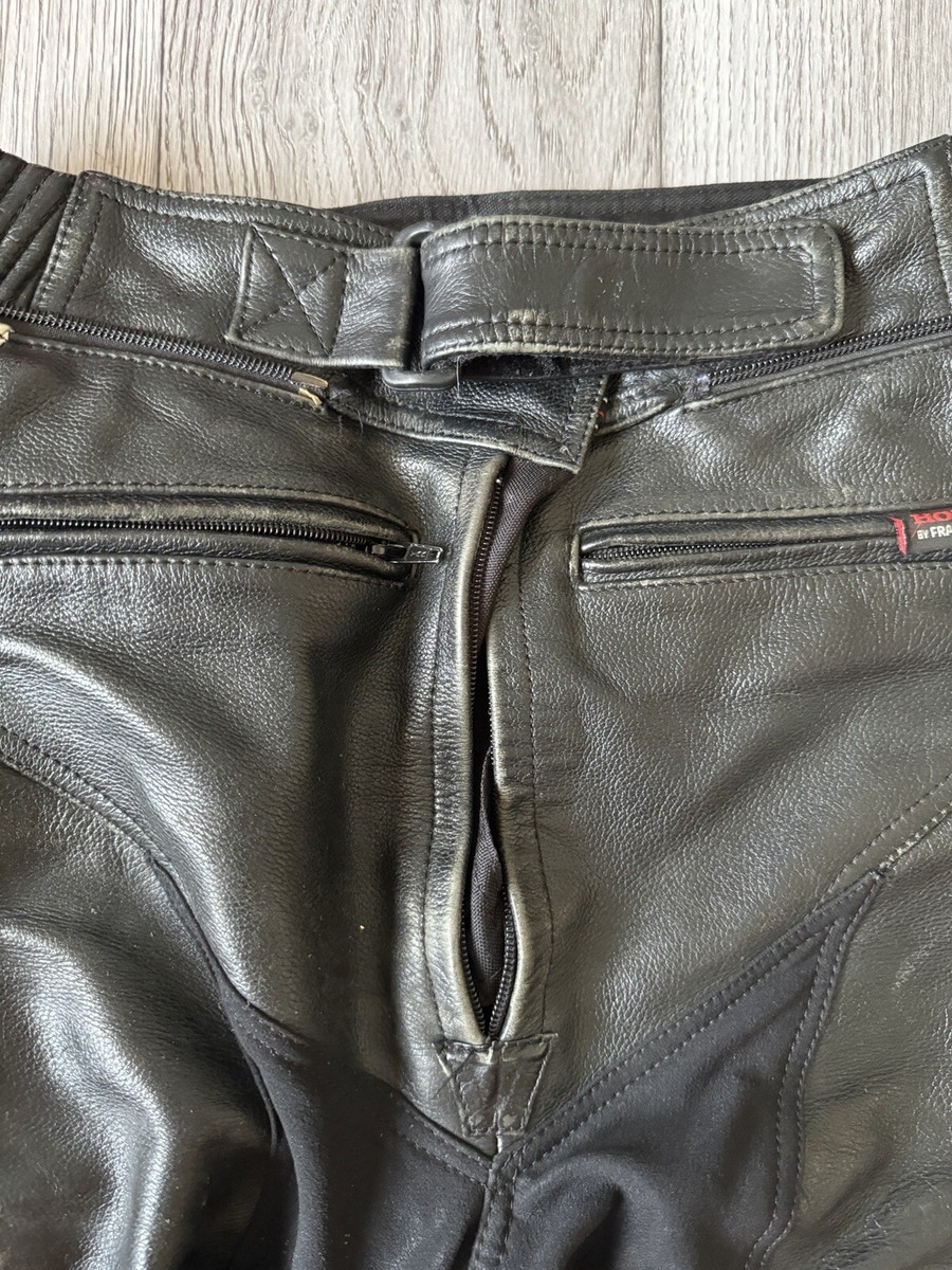 Vintage Motocross Leather Pants HONDA By FRANK THOMAS Black/Blue