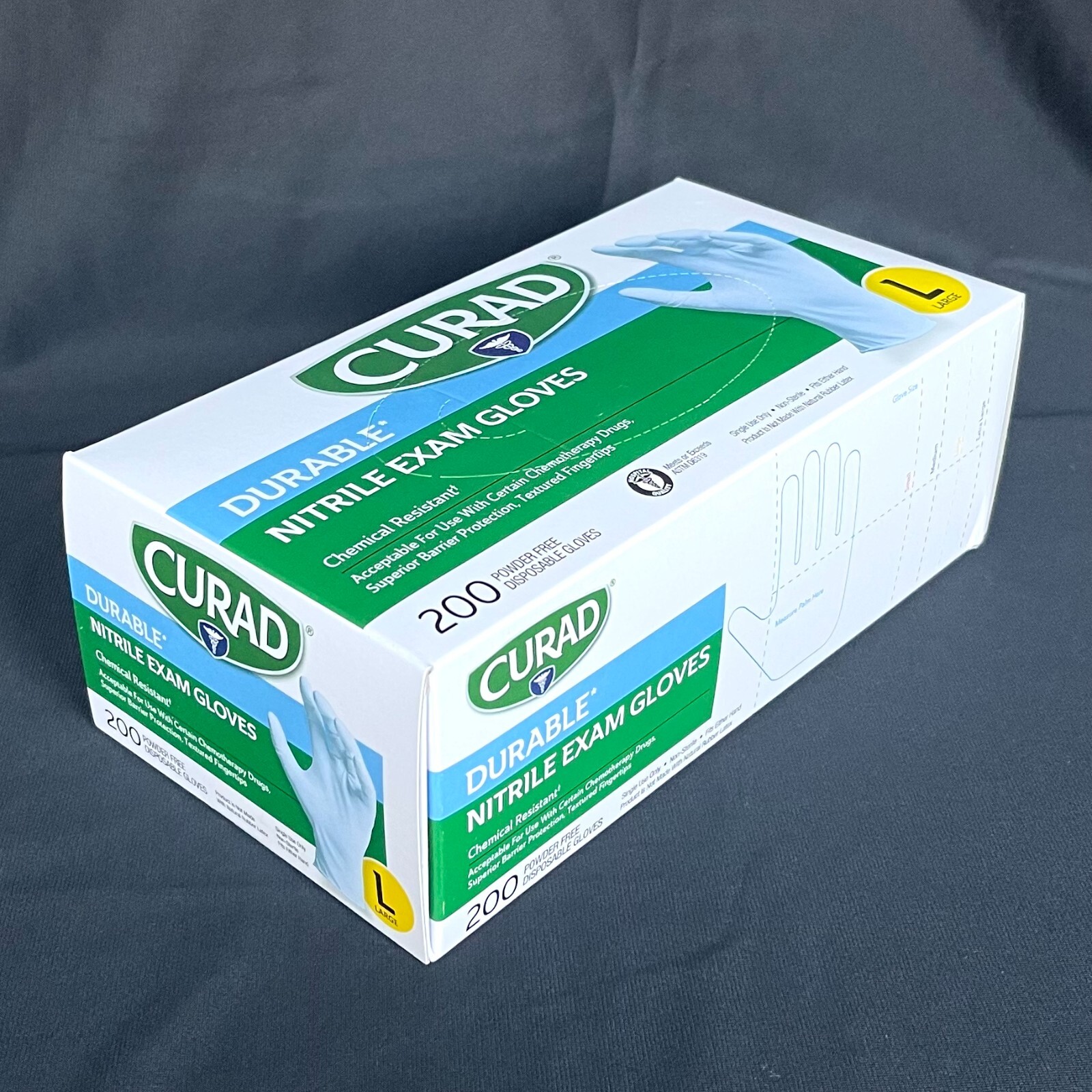 CURAD Durable PowderFree Nitrile Exam Gloves 200 Cts (Choice of Small