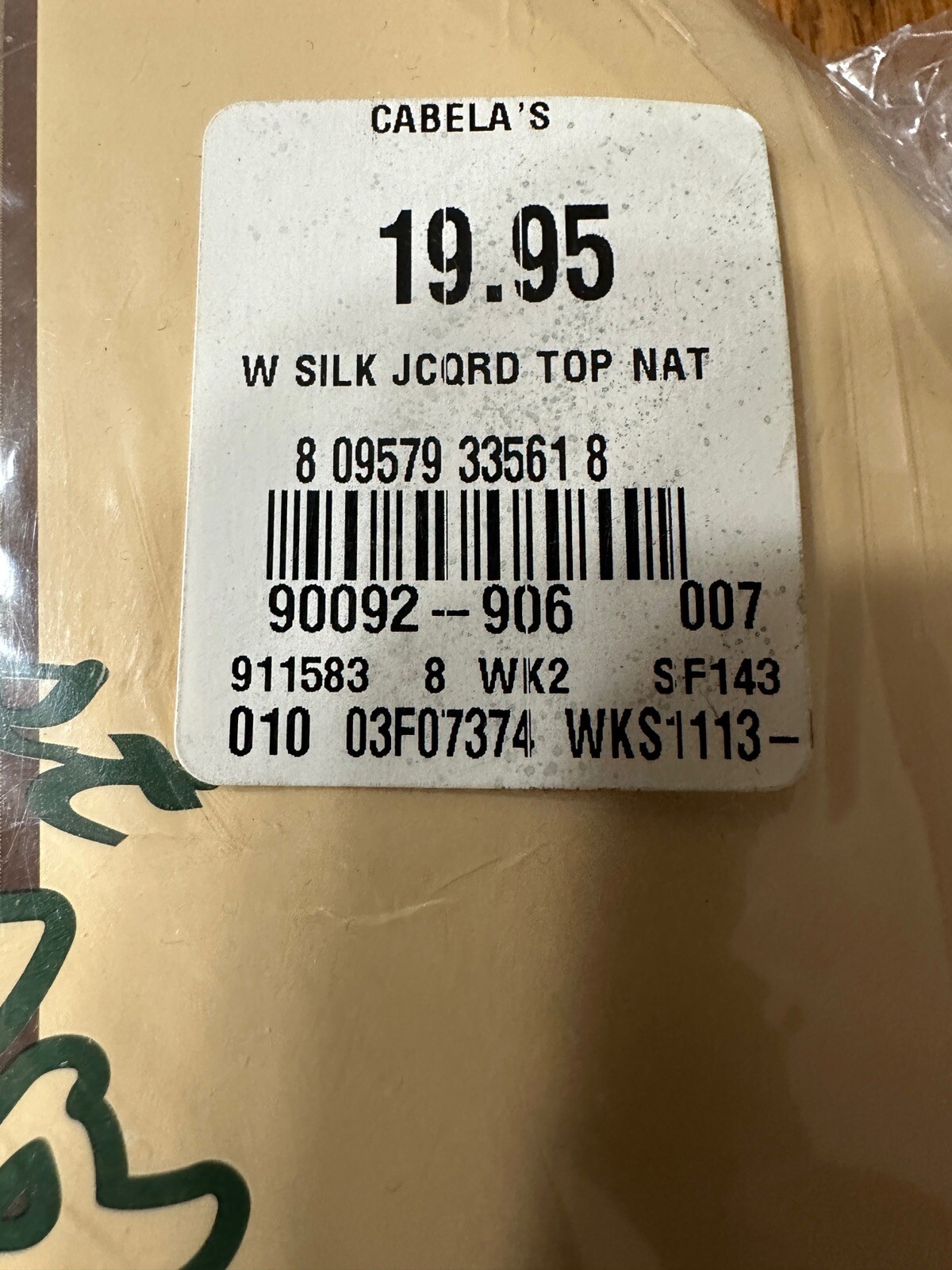 Cabela's Natural 100 Pure Silk Underwear Crew Top Women XL VTG 2002