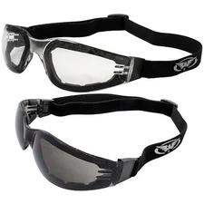 2 Pairs Global Vision Ideal Padded Motorcycle Goggles Z87.1 w/ Clear Smoke Lens