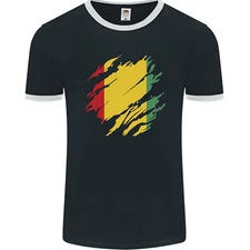 Torn Guinea Flag Guinean Day Football Mens Ringer T-Shirt FotL