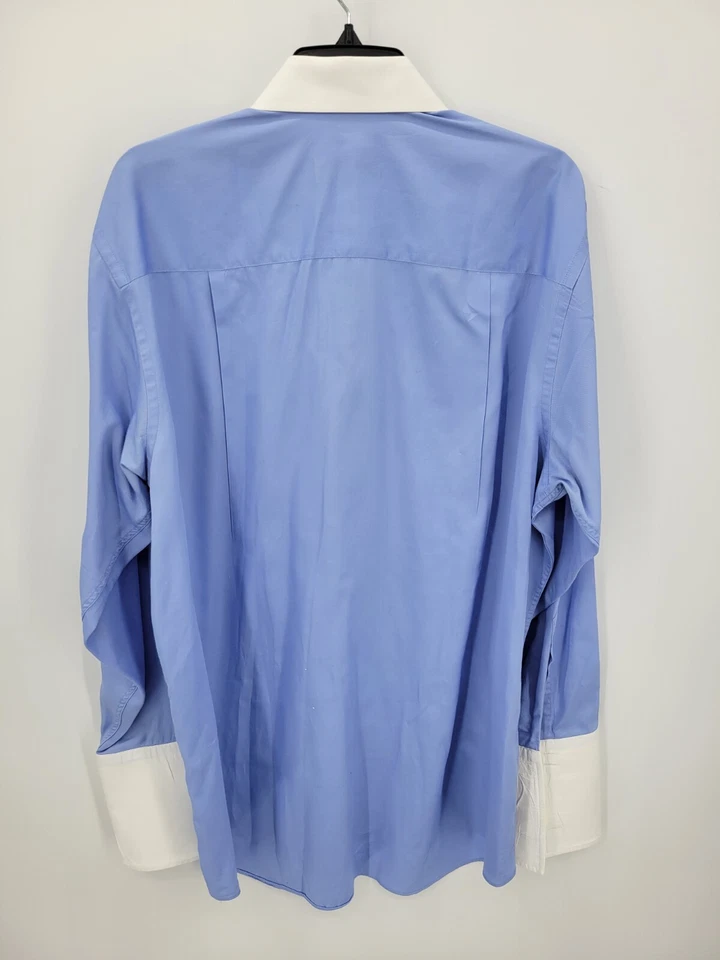 Donald J Trump Dress Shirt Mens 16 32/33 Blue White Collar French Cuff Button Up - Image 2 of 4