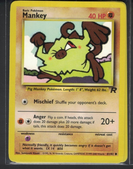 Pokemon Team Rocket Mankey 61/82 Common LP