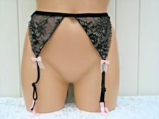 SUSPENDER BELT UK SIZE 10 BLACK PINK WAIST 25-27" MARKS SPENCER UNDERWEAR BNWT