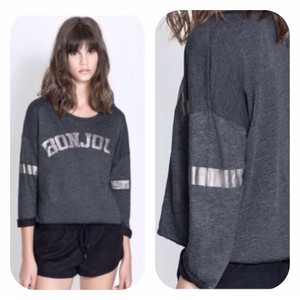 Novo com etiquetas ZARA Feminino Cinza carvão Bonjour Recortado Inacabado Bainha Moletom Tamanho P | eBay