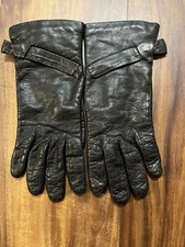Marshall Fields Vintage Ladies Black Leather Gloves Made In France Size 7